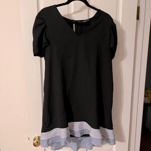 Zara black dress with blue ruffle bottom